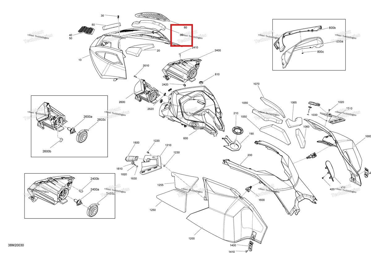 Деталь 517304878 на схеме узла 2020 Ski-Doo TUNDRA 600HO E-TEC Body - Hood Section