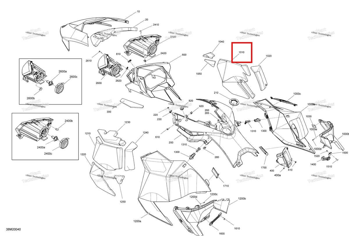 Деталь 517304883 (Деталь Rh Center Foam) на схеме узла 2020 Ski-Doo EXPEDITION SPORT 550F Body - Hood Section