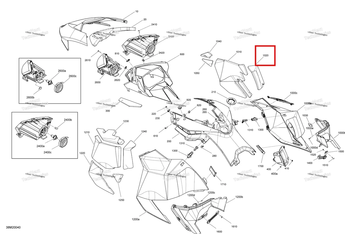 Деталь 517304884 (Деталь Rh Panel Rear Foam) на схеме узла 2020 Ski-Doo EXPEDITION SPORT 550F Body - Hood Section