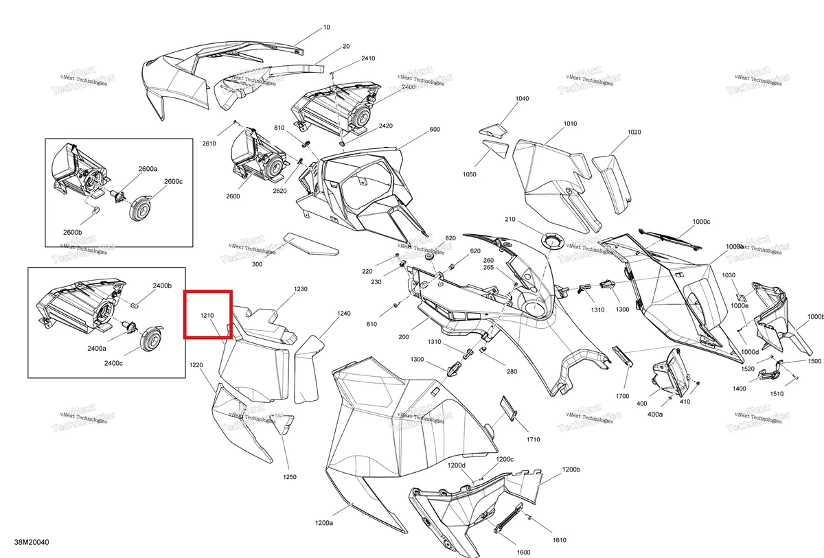 Деталь 517304887 (Деталь Lh Panel Center Foam) на схеме узла 2020 Ski-Doo EXPEDITION SPORT 550F Body - Hood Section