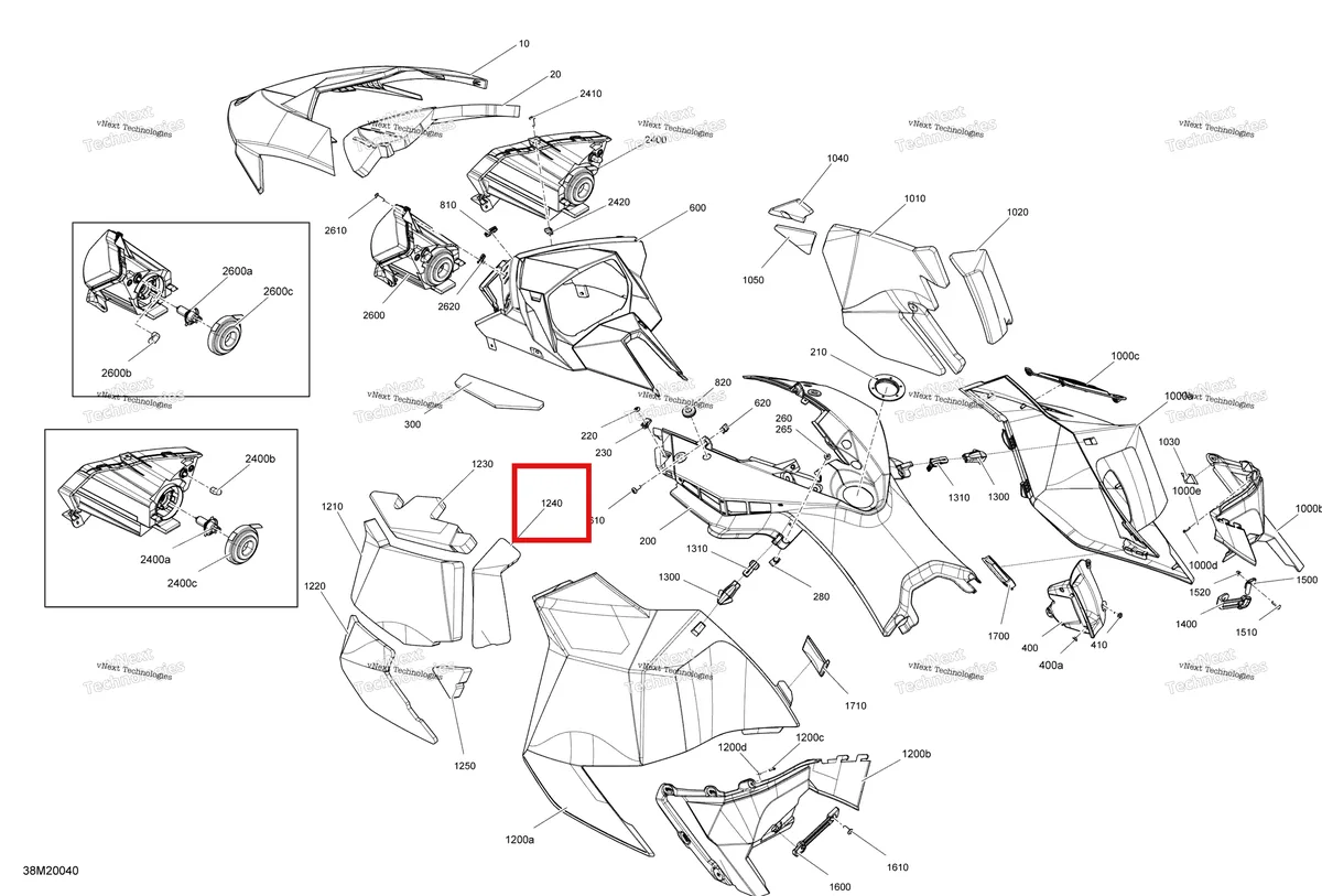 Деталь 517304890 (Деталь Lh Panel Rear Foam) на схеме узла 2020 Ski-Doo EXPEDITION SPORT 550F Body - Hood Section