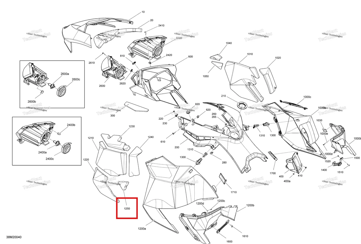 Деталь 517304891 (Пена) на схеме узла 2020 Ski-Doo EXPEDITION SPORT 550F Body - Hood Section
