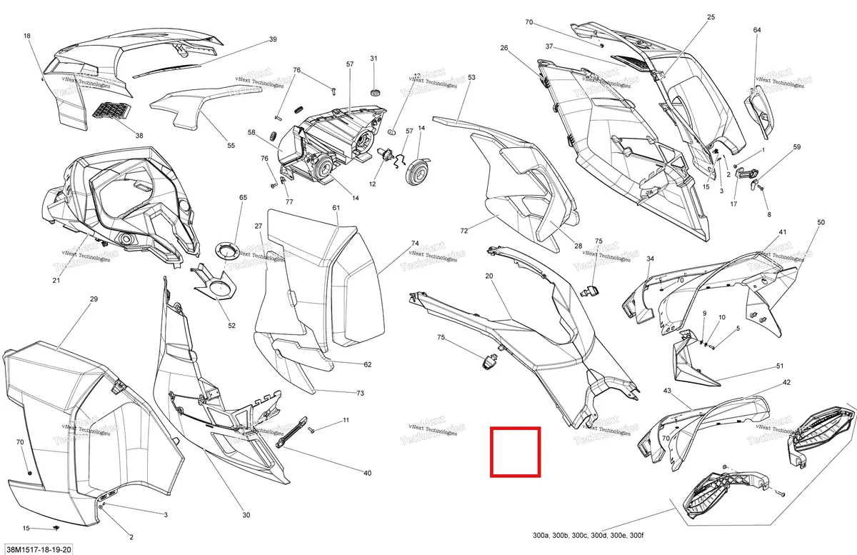 Деталь 517304898 на схеме узла 2015 Ski-Doo MXZ TNT 1200 XR120 Hood