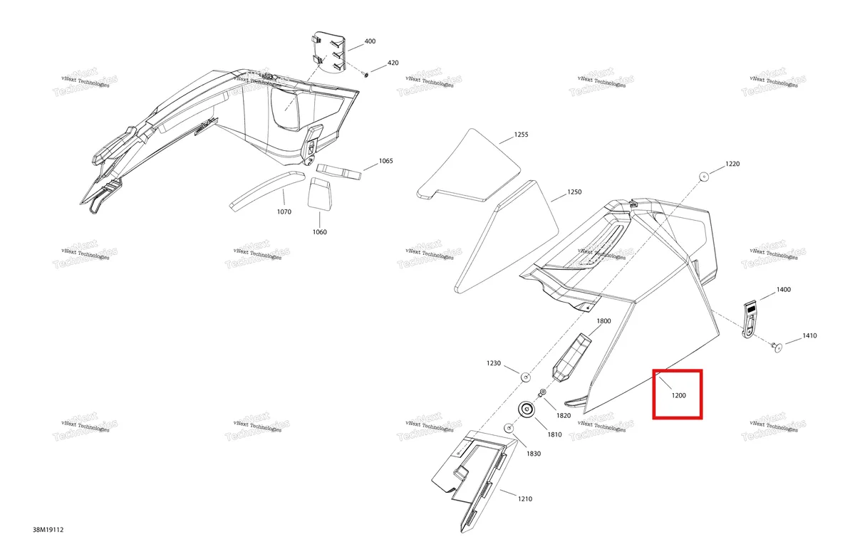 Деталь 517305016 на схеме узла 2019 Ski-Doo TUNDRA 600HO E-TEC Hood - Panel Section