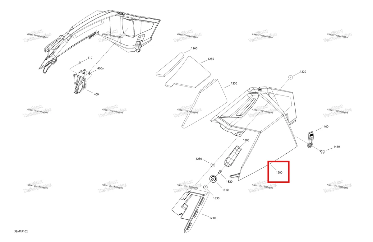 Деталь 517305017 на схеме узла 2019 Ski-Doo TUNDRA 550F Hood - Panel Section