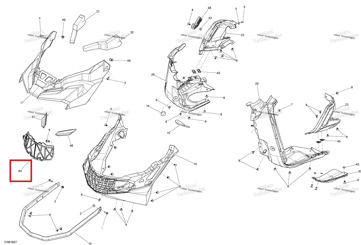 Деталь 517305029 (Фильтр) на схеме узла 2016 Ski-Doo MXZ 600 RS Bottom Pan
