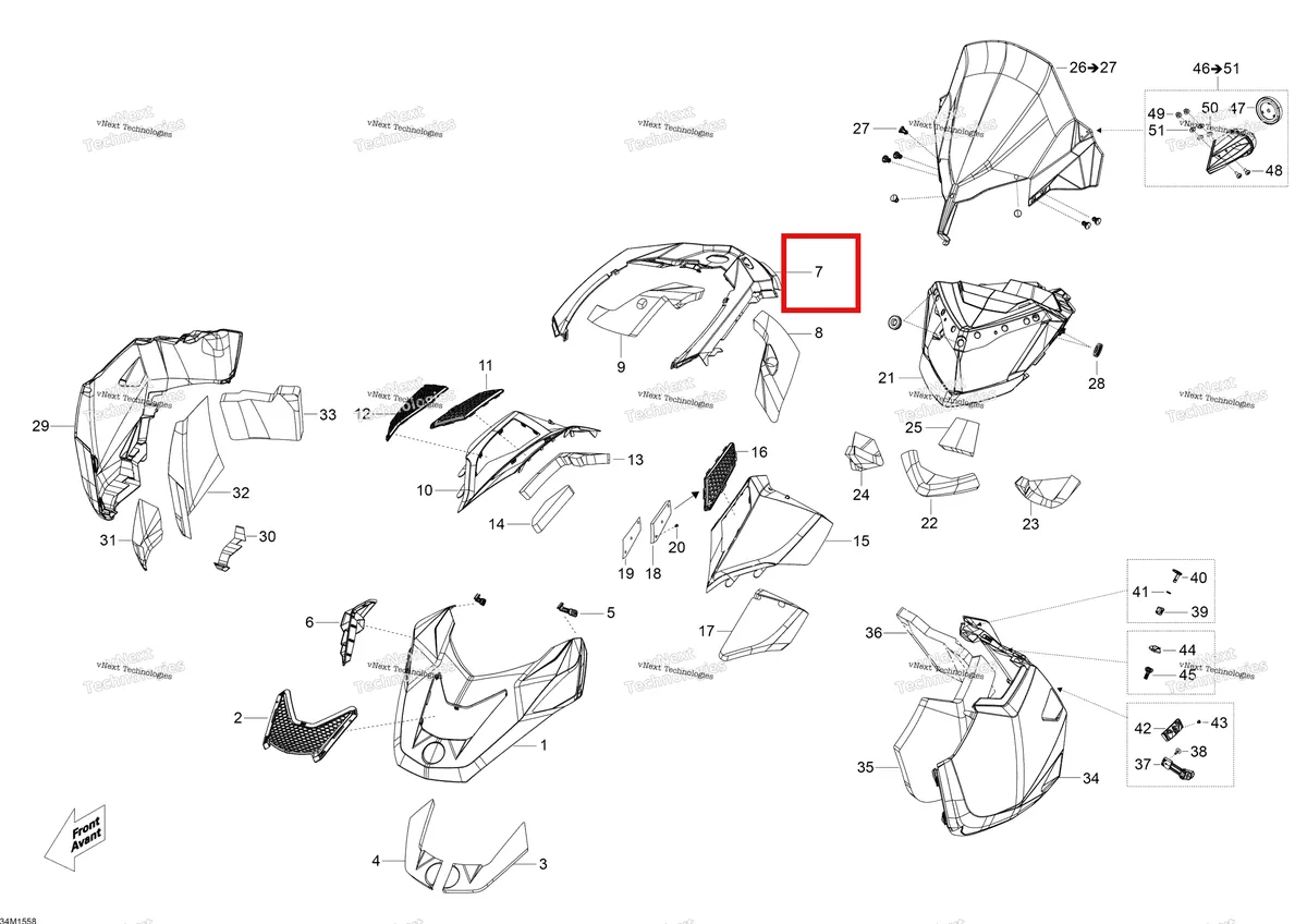 Деталь 517305223 на схеме узла 2015 Ski-Doo EXPEDITION SE 1200 Hood