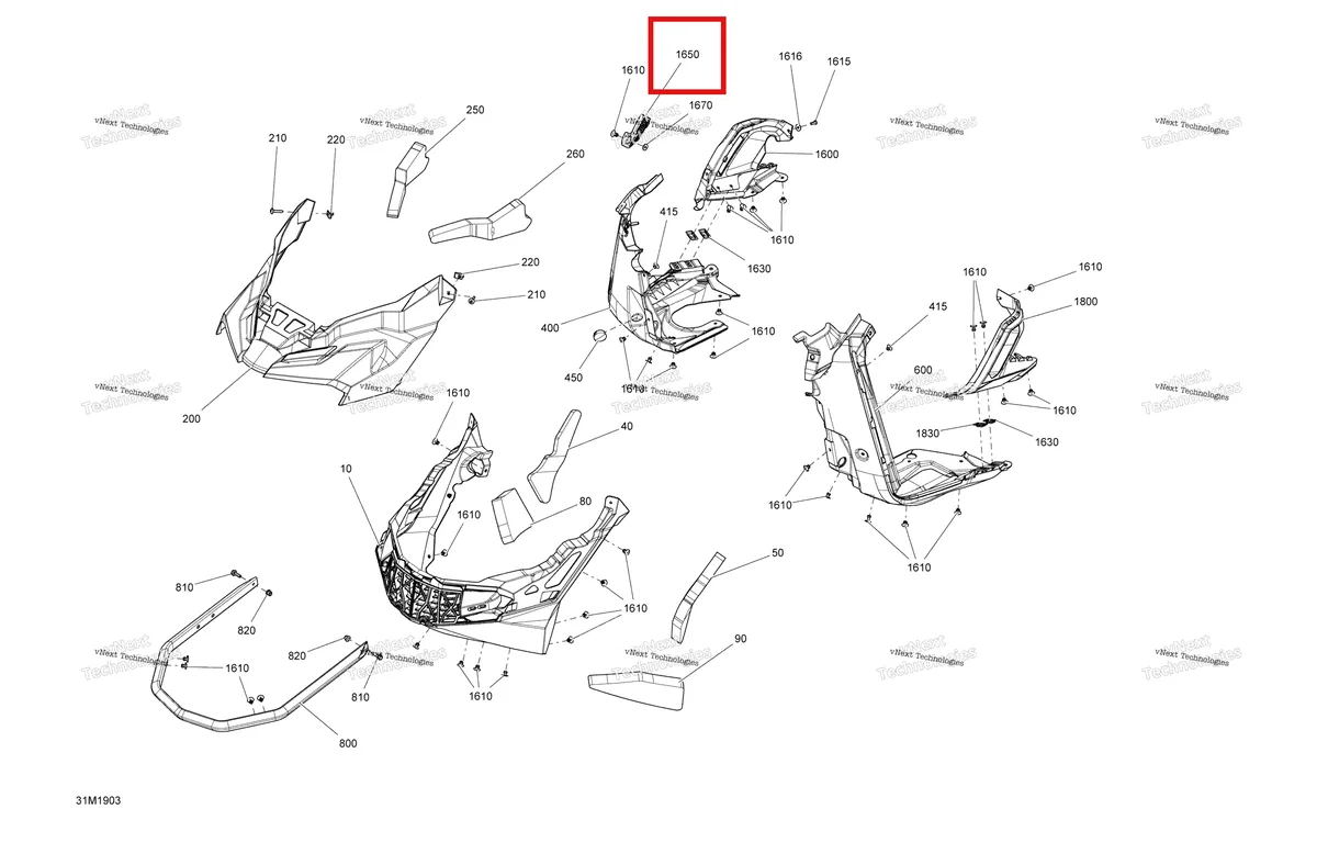 Деталь 517305280 на схеме узла 2019 Ski-Doo RENEGADE 600 ACE Bottom Pan