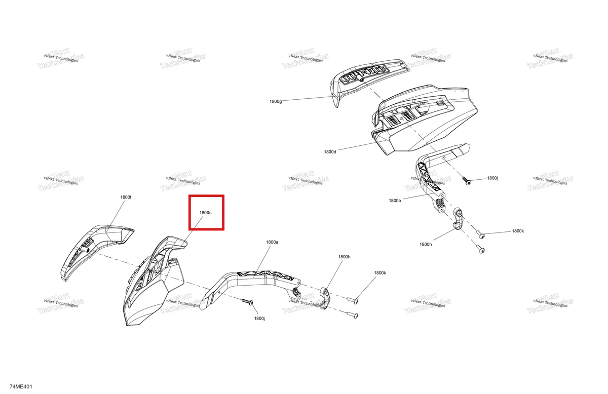 Деталь 517305291 (Деталь Lh Air Deflector) на схеме узла 2025 Ski-Doo MXZ - RACING - 600 RS - BMSA - Neo Yellow Body - Handguards