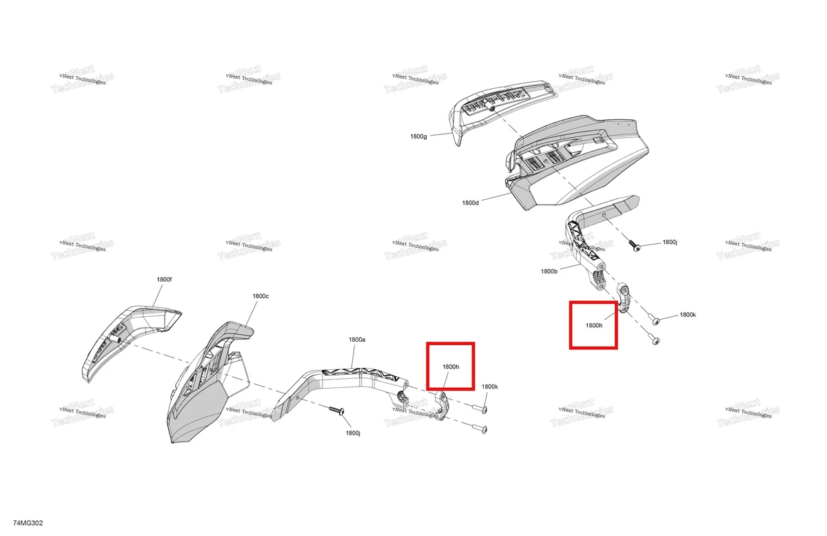 Деталь 517305296 (Деталь Bride) на схеме узла 2027 Ski-Doo RENEGADE - X-RS - 900 ACE TURBO R - DAVU - Circuit Yellow - 15X137X1.25RS Track Body - Handguards