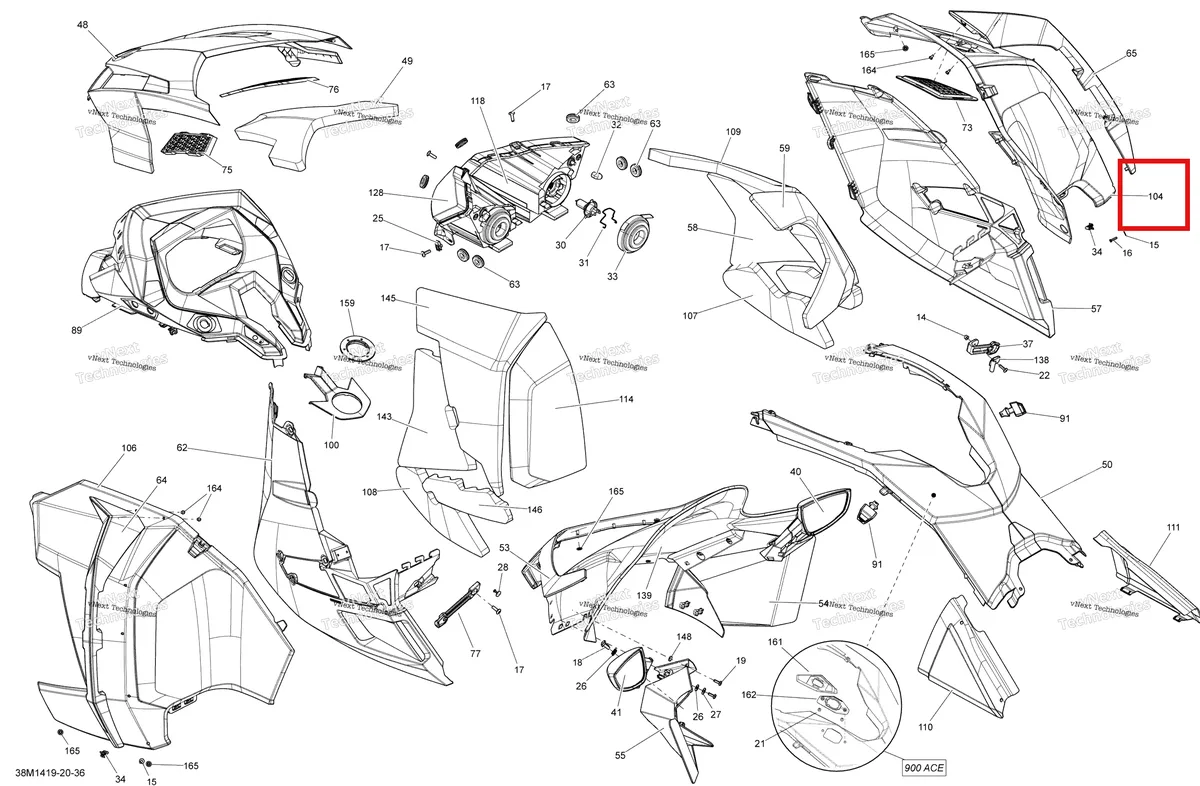 Деталь 517305328 на схеме узла 2014 Ski-Doo GRAND TOURING LE 12004TEC XR Hood, Windshield And Console