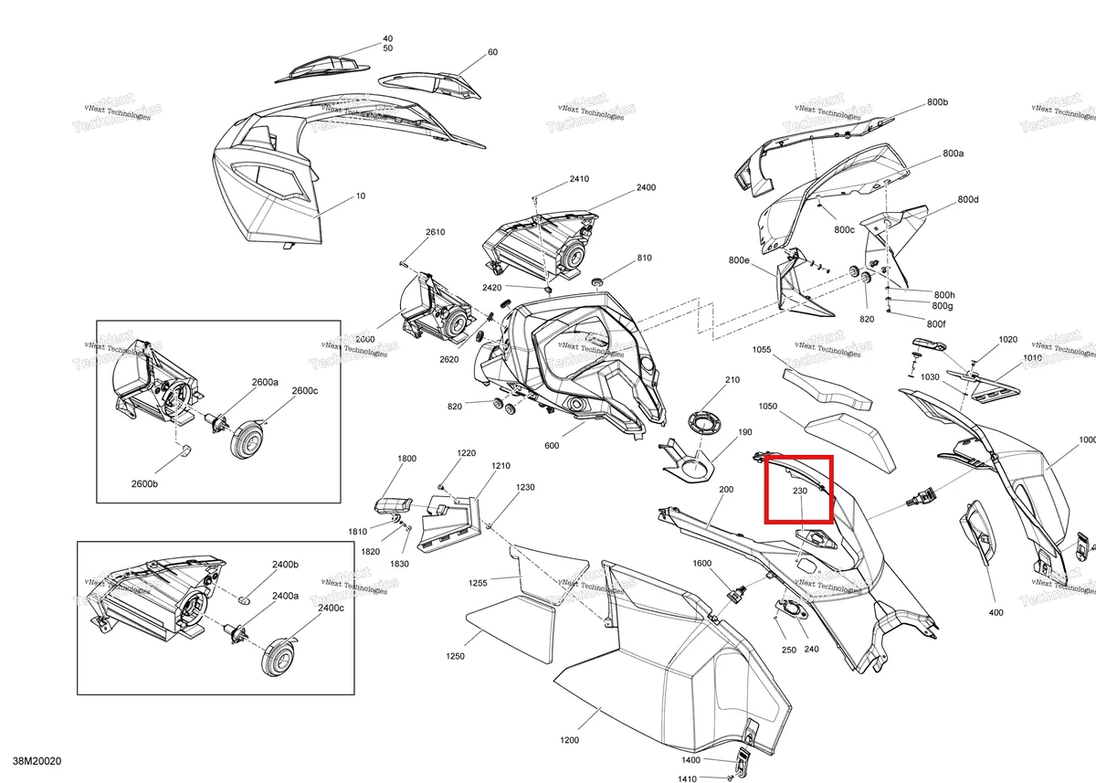 Деталь 517305338 на схеме узла 2020 Ski-Doo TUNDRA 600 ACE Body - Hood Section