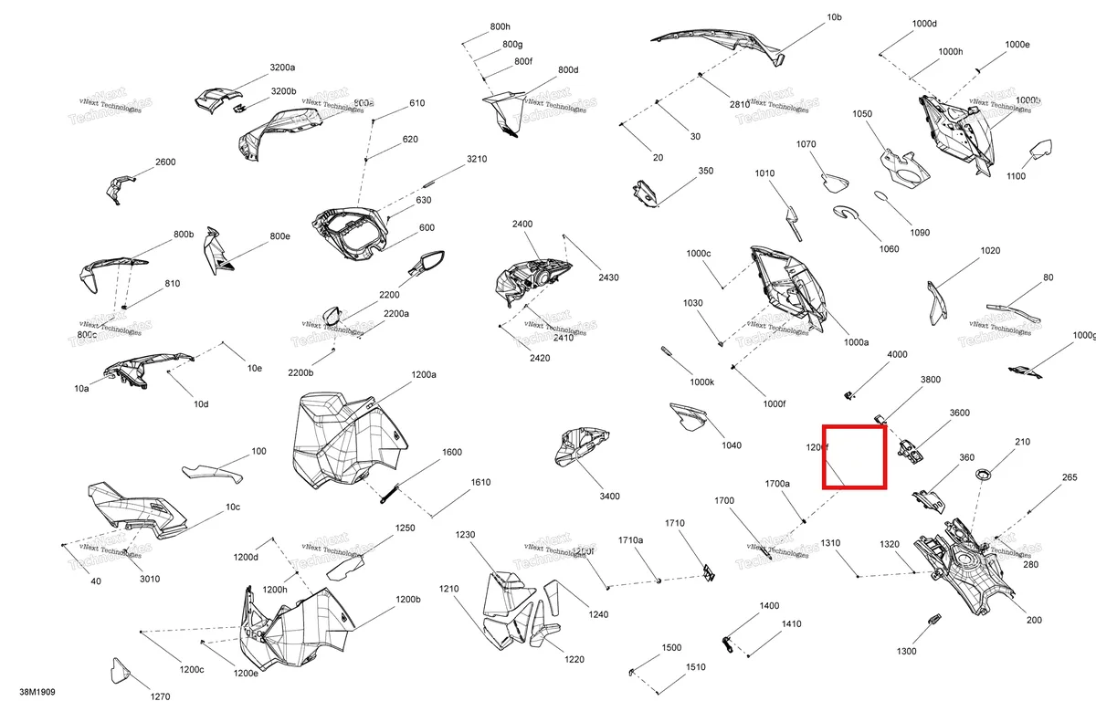 Деталь 517305511 (Деталь Indicator Support. Model-std) на схеме узла 2019 Ski-Doo EXPEDITION SPORT 600 ACE Hood