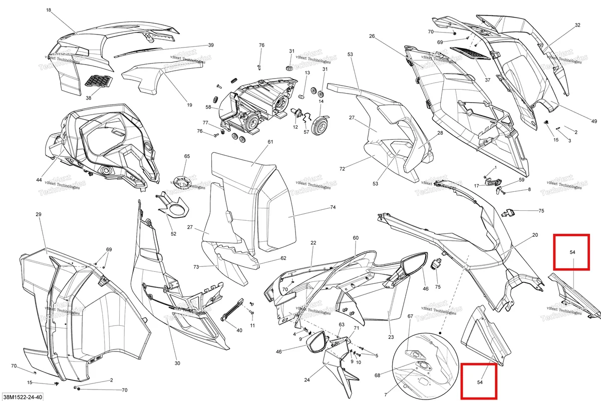Деталь 517305707 на схеме узла 2015 Ski-Doo GRAND TOURING LE 1200 XR137 Hood Le