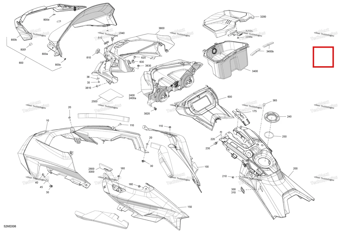 Деталь 517305746 на схеме узла 2025 Ski-Doo BACKCOUNTRY - 600 EFI - SPORT - UBSA - Neo Yellow - 146X15X1.6C Track Body - Hood