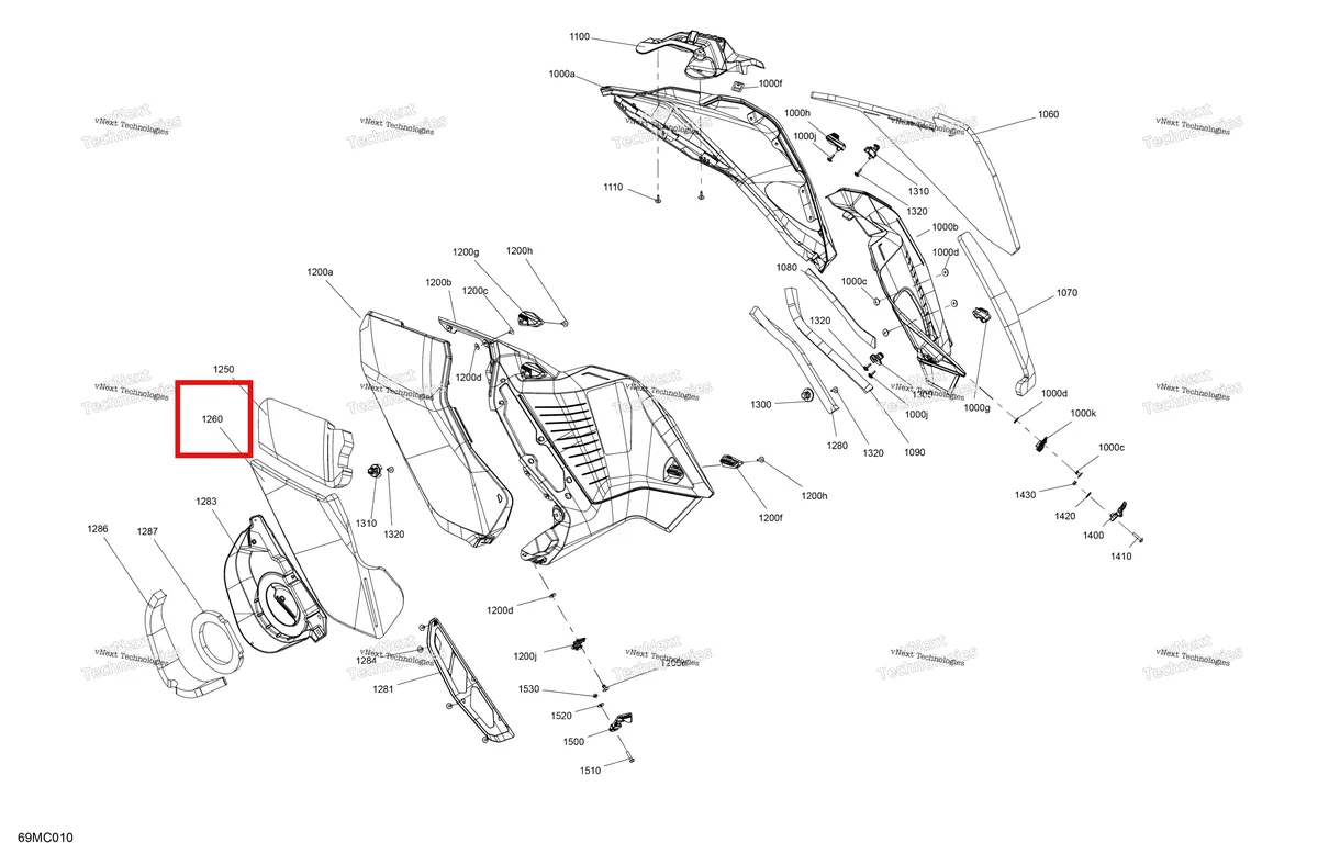 Деталь 517305770 на схеме узла 2023 Ski-Doo RENEGADE 600R E-TEC - ADRENALINE Body - Side Panels