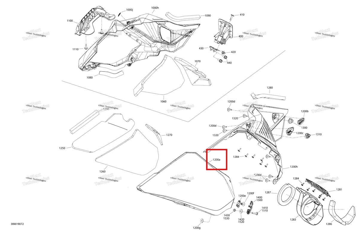 Деталь 517305860 на схеме узла 2019 Ski-Doo MXZ 850 E-TEC Hood - Panel Section