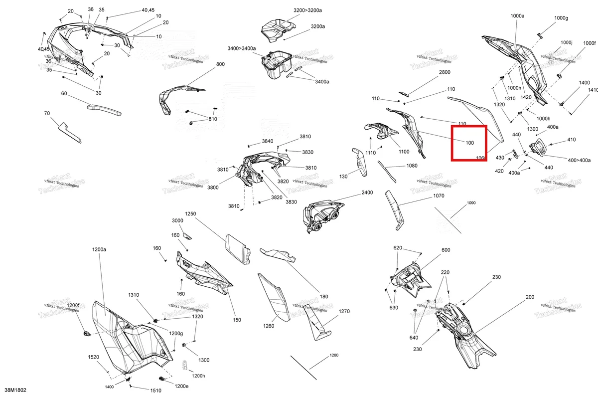 Деталь 517306238 на схеме узла 2018 Ski-Doo FREERIDE 850 E-TEC Hood Freeride - 850 E-Tec