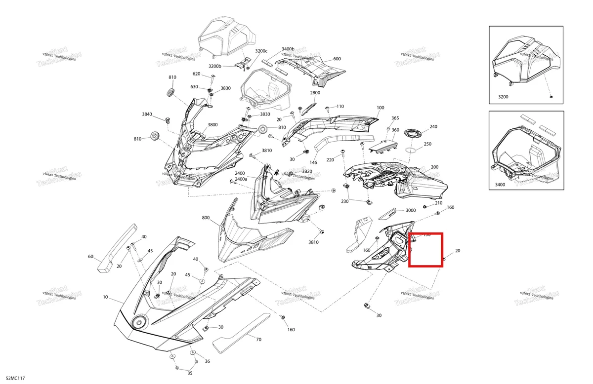 Деталь 517306376 на схеме узла 2023 Ski-Doo BACKCOUNTRY 146 850 E-TEC - XRS Body - Hood - Vip Hi-End Gauge