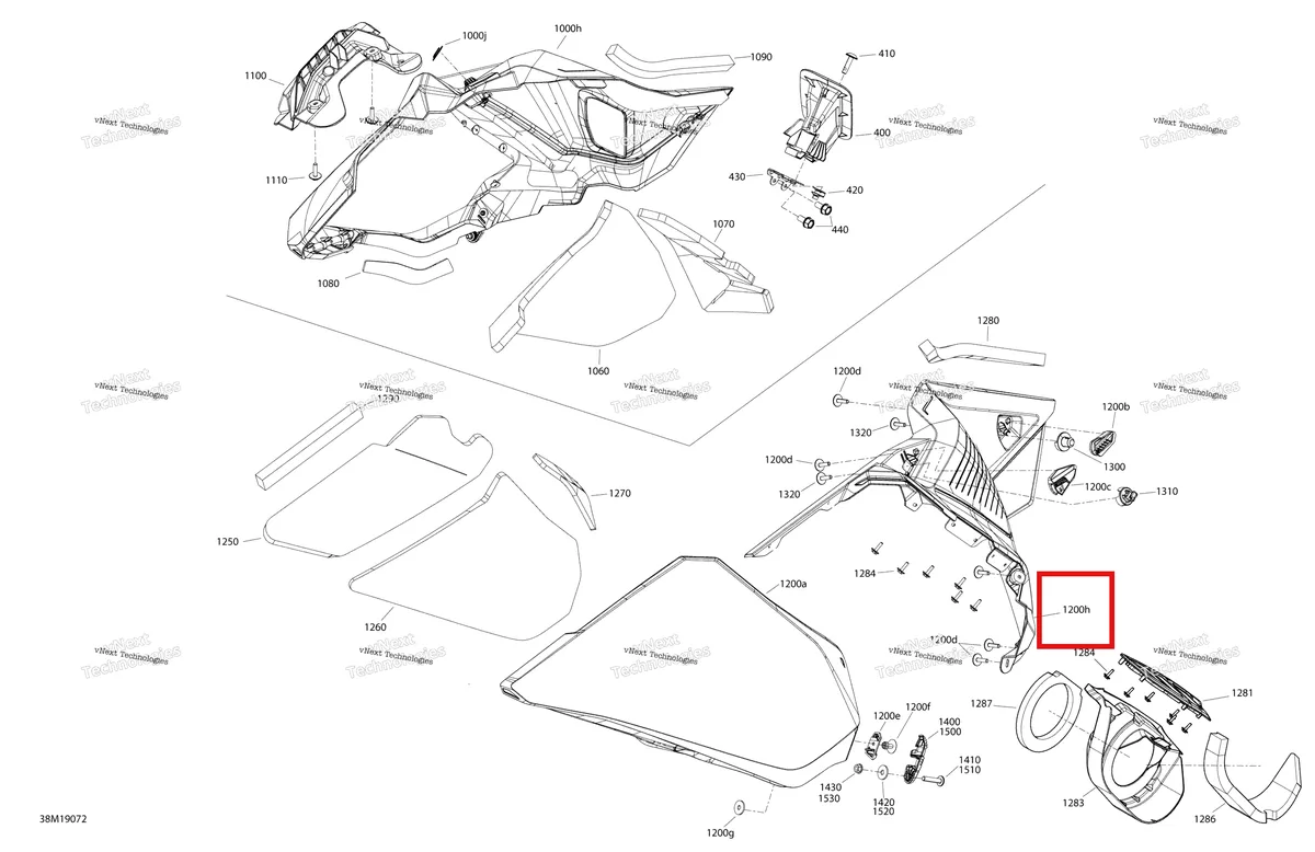 Деталь 517306477 на схеме узла 2019 Ski-Doo MXZ 850 E-TEC Hood - Panel Section