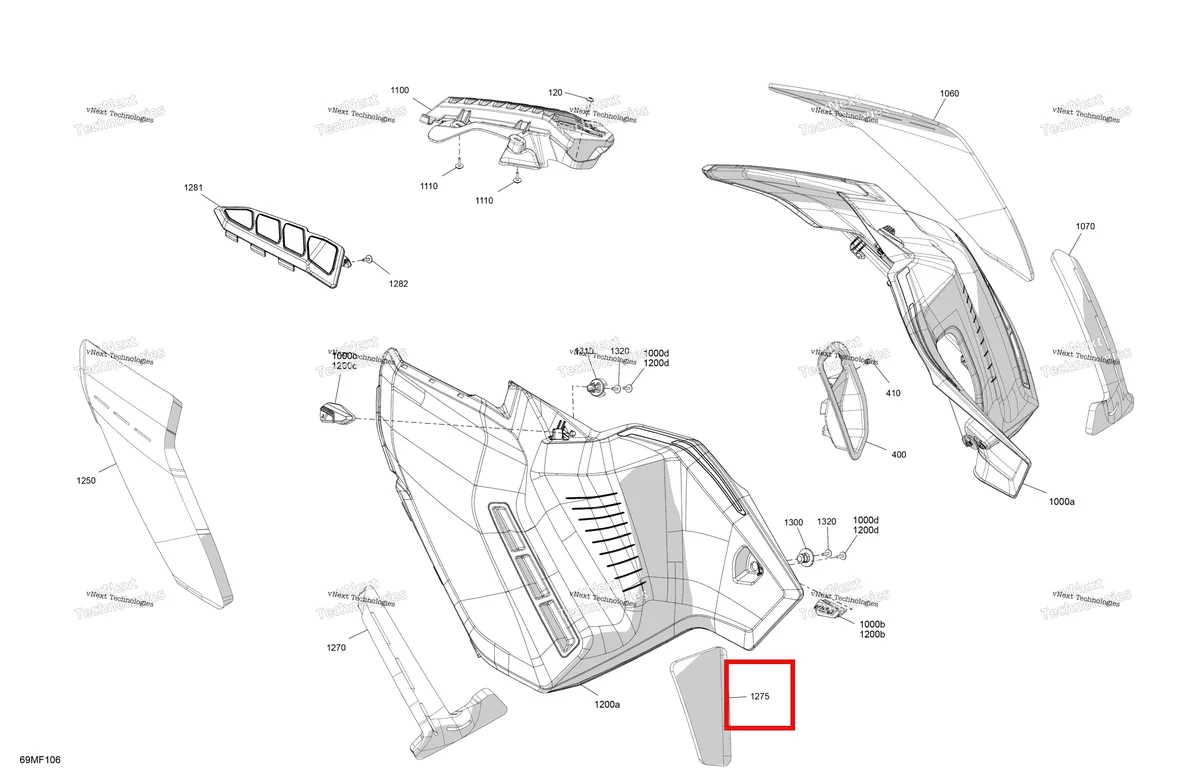 Деталь 517306496 на схеме узла 2026 Ski-Doo TUNDRA - SPORT - 600 ACE - GMTB - Neo Yellow - 15X146X1.6C Track Body - Side Panels