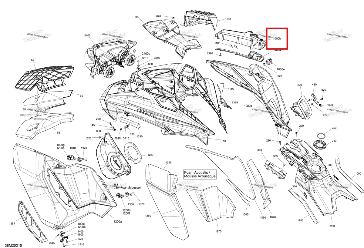 Деталь 517306591 на схеме узла 2020 Ski-Doo SUMMIT 850 E-TEC Turbo Body - Hood Section