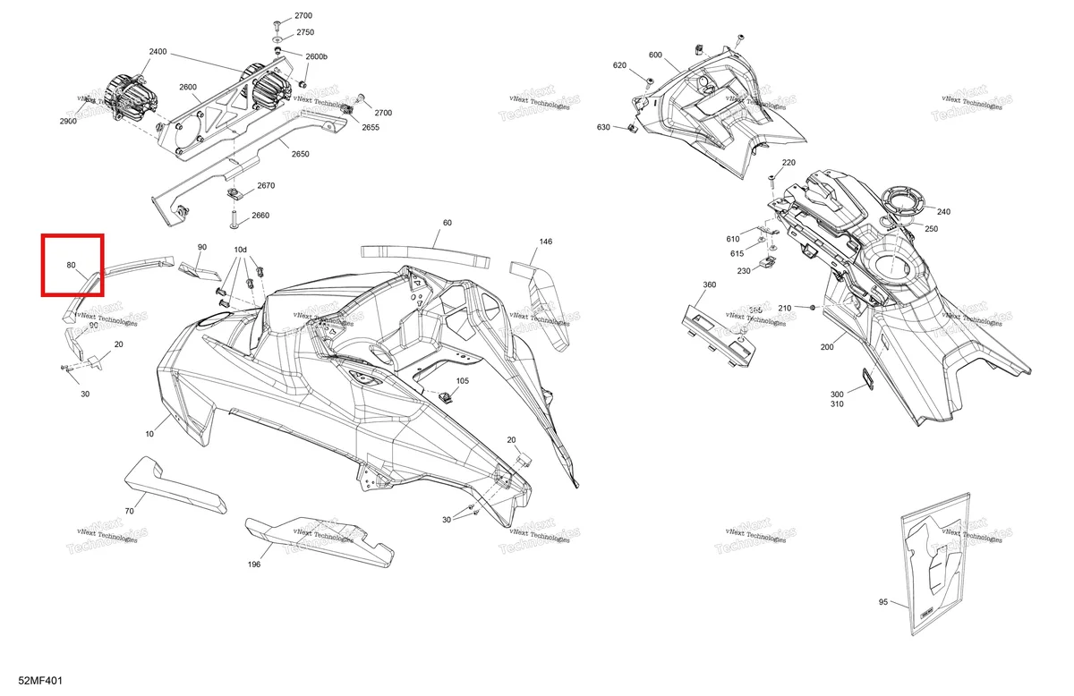 Деталь 517306592 на схеме узла 2026 Ski-Doo MXZ - RACING - 600 RS - BMTA - Neo Yellow - 15X137X1.75R Track Body - Hood