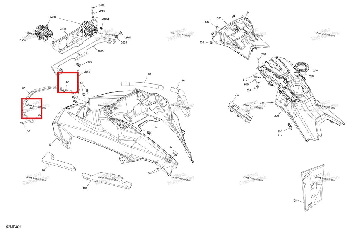 Деталь 517306593 на схеме узла 2026 Ski-Doo MXZ - RACING - 600 RS - BMTA - Neo Yellow - 15X137X1.75R Track Body - Hood