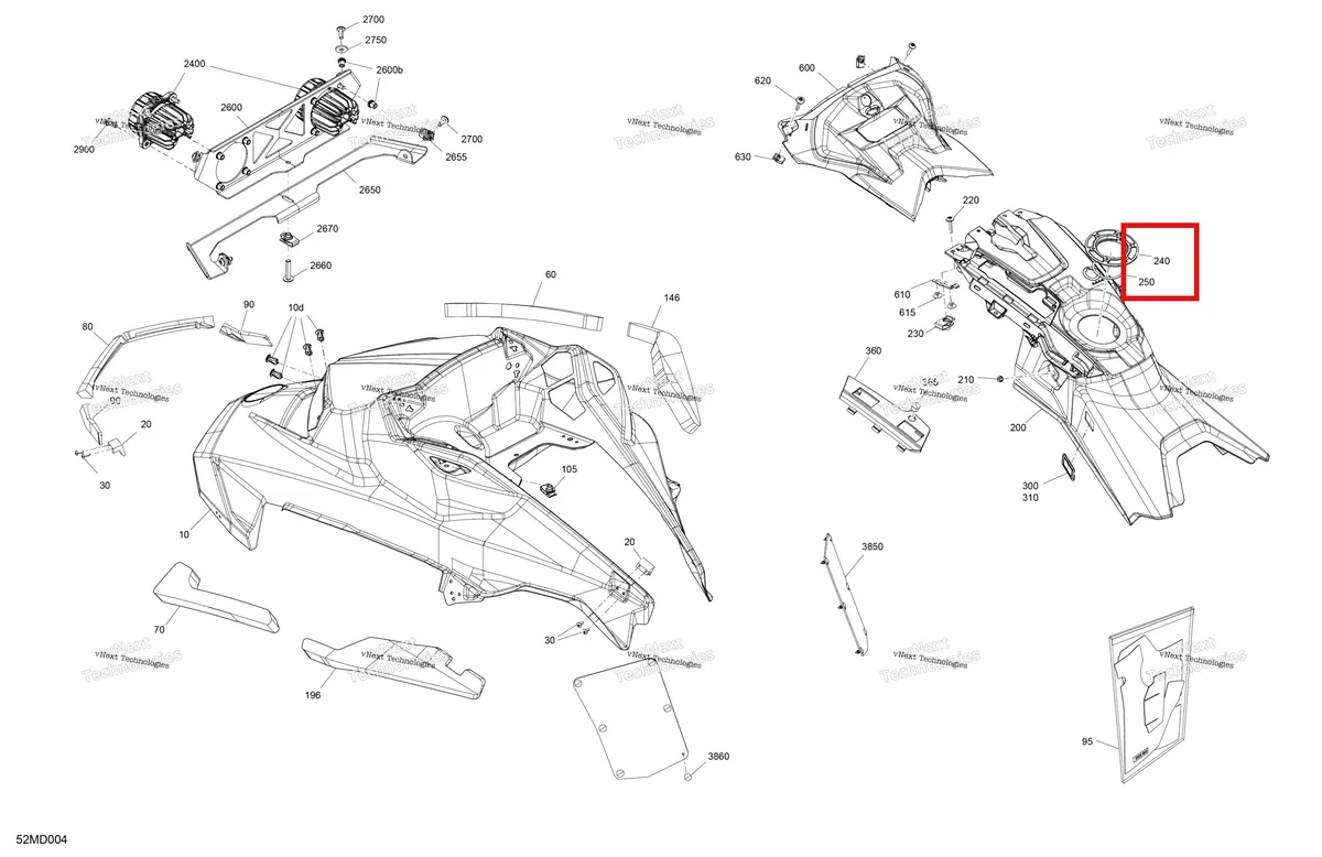 Деталь 517306602 на схеме узла 2024 Ski-Doo BMRA - RACING 600 RS Body - Hood