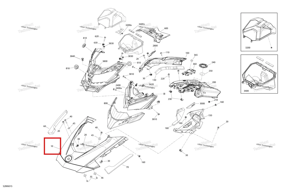 Деталь 517306635 на схеме узла 2021 Ski-Doo BACKCOUNTRY 850 E-TEC - XRS Body - Hood
