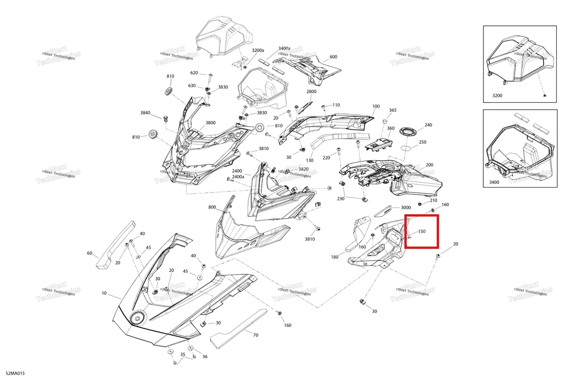 Деталь 517306637 на схеме узла 2021 Ski-Doo BACKCOUNTRY 850 E-TEC - XRS Body - Hood