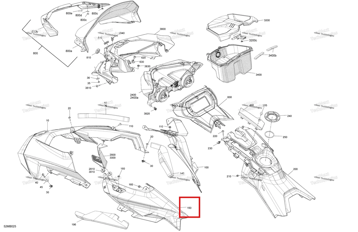 Деталь 517306723 на схеме узла 2022 Ski-Doo RENEGADE 850 E-TEC - Adrenaline Body - Hood