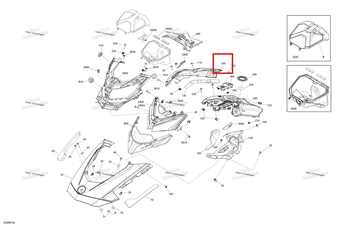 Деталь 517306737 на схеме узла 2021 Ski-Doo SUMMIT 850 E-TEC - X Body - Hood
