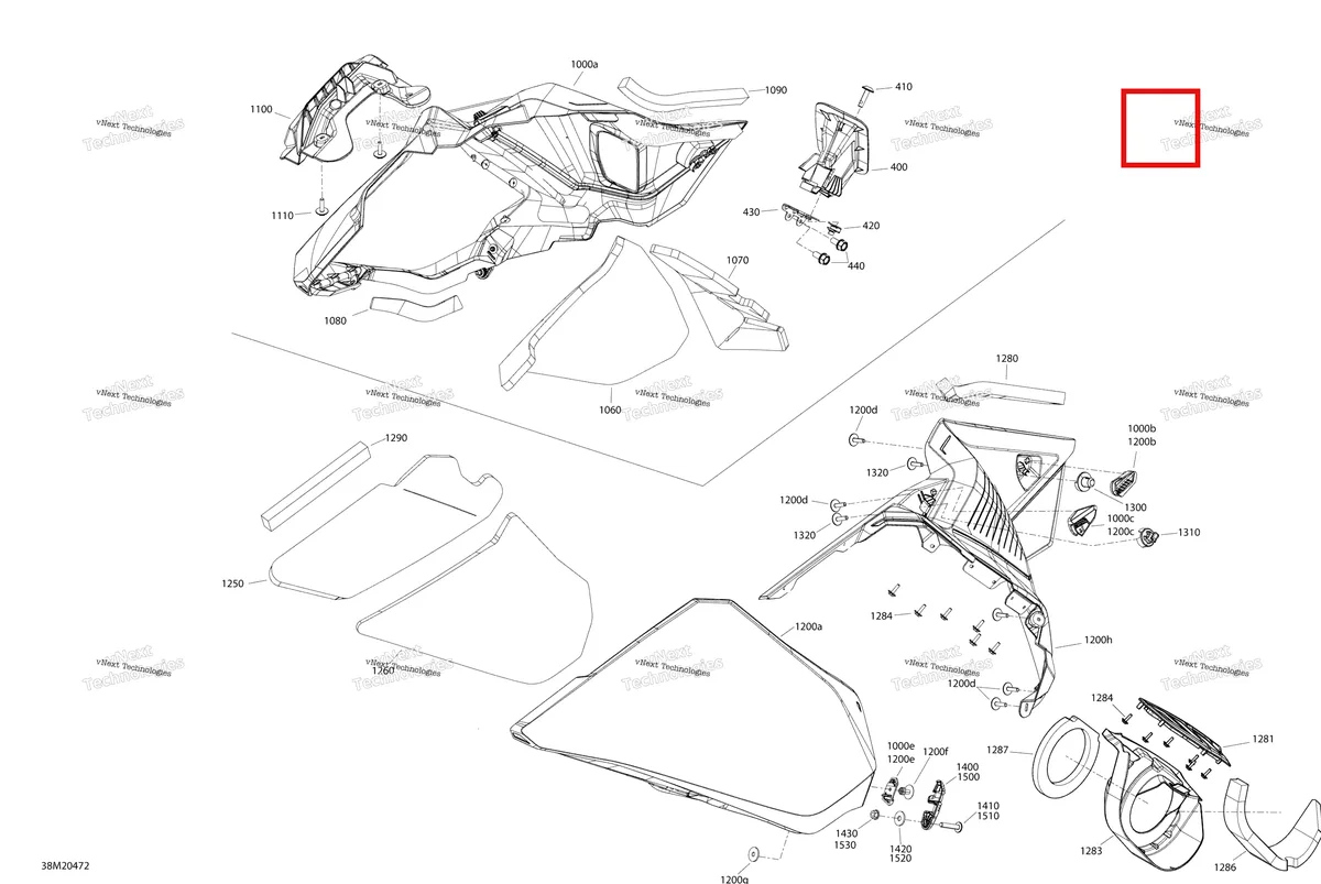 Деталь 517306879 на схеме узла 2020 Ski-Doo SUMMIT 600R E-TEC Body - Hood Section - Lateral Panel - Gulfstream Blue - Manual Start _Shot Starter