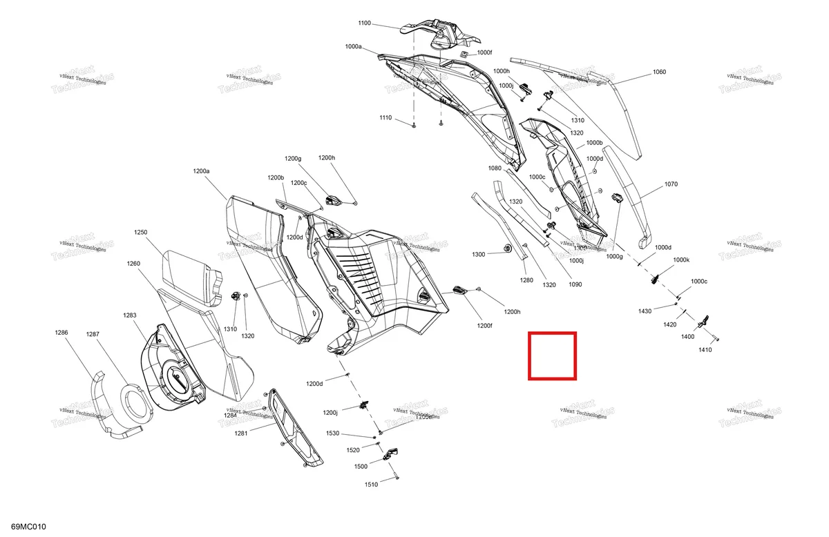 Деталь 517306935 на схеме узла 2023 Ski-Doo MXZ 600R E-TEC - BLIZZARD Body - Side Panels