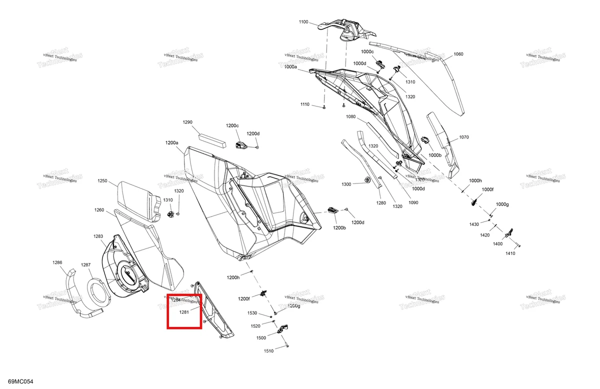 Деталь 517306937 на схеме узла 2023 Ski-Doo BACKCOUNTRY 600R E-TEC - STD Body - Side Panels