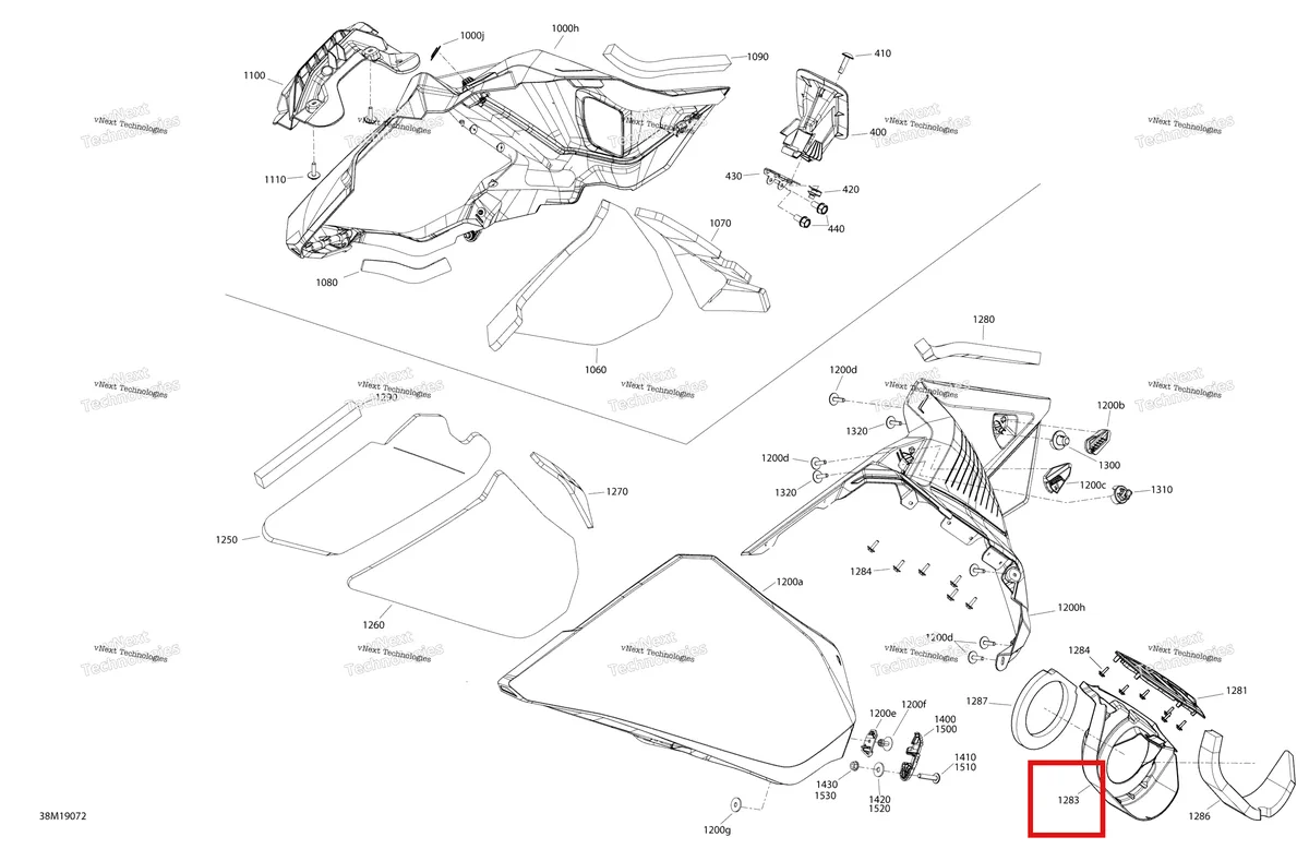 Деталь 517306938 на схеме узла 2019 Ski-Doo MXZ 850 E-TEC Hood - Panel Section