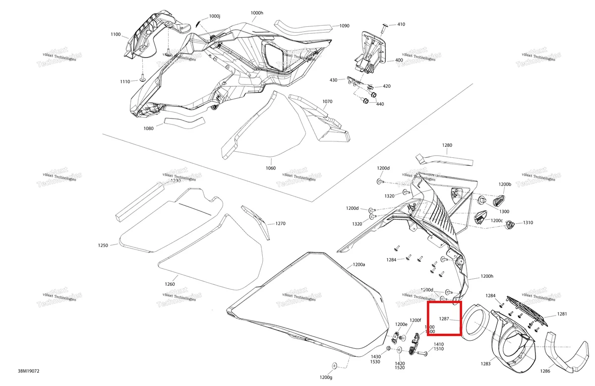 Деталь 517306961 на схеме узла 2019 Ski-Doo MXZ 850 E-TEC Hood - Panel Section
