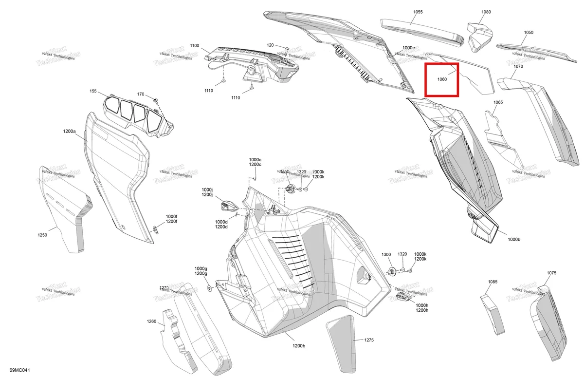 Деталь 517307005 на схеме узла 2023 Ski-Doo RENEGADE 600R E-TEC - ENDURO Body - Side Panels