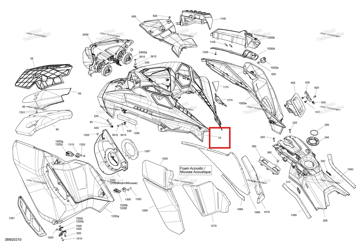 Деталь 517307028 на схеме узла 2020 Ski-Doo SUMMIT 850 E-TEC Turbo Body - Hood Section