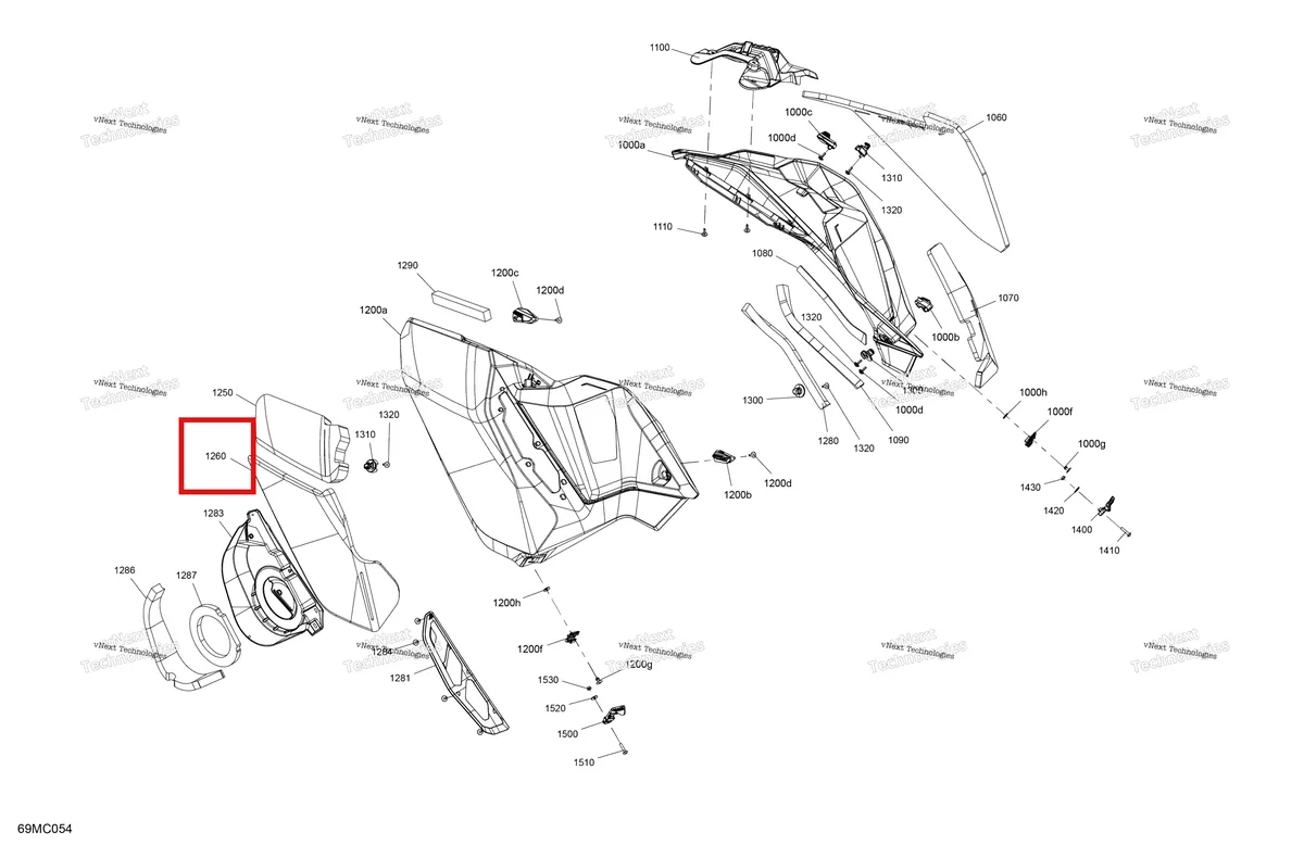 Деталь 517307029 на схеме узла 2023 Ski-Doo BACKCOUNTRY 600R E-TEC - STD Body - Side Panels