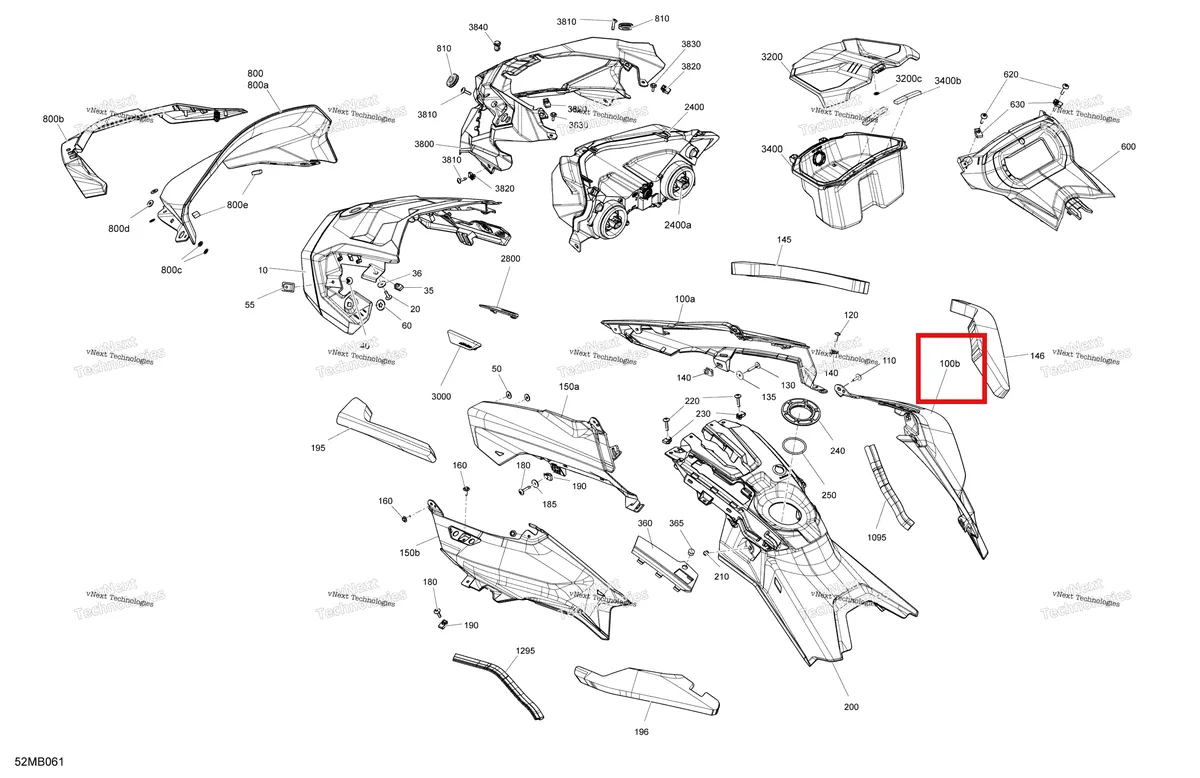 Деталь 517307041 на схеме узла 2022 Ski-Doo RENEGADE 600 ACE - SPORT Body - Hood
