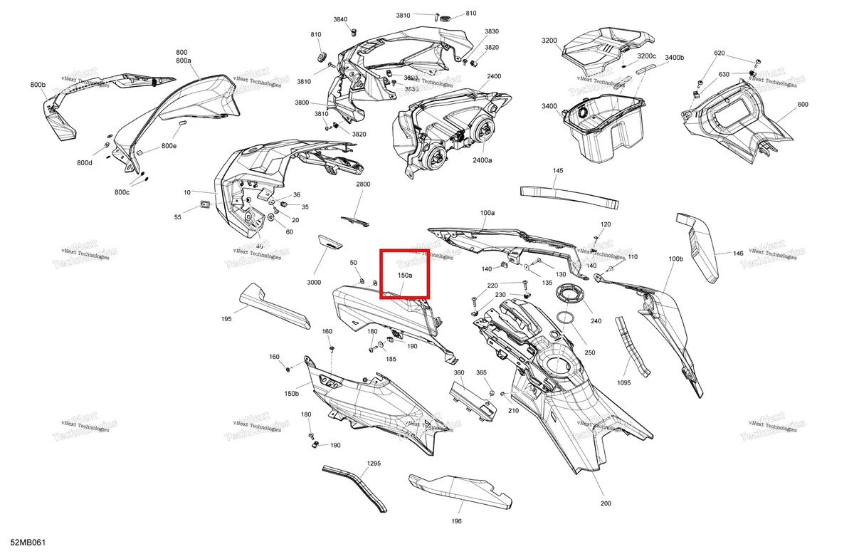 Деталь 517307043 на схеме узла 2022 Ski-Doo RENEGADE 600 ACE - SPORT Body - Hood