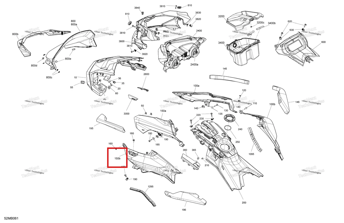 Деталь 517307044 на схеме узла 2022 Ski-Doo RENEGADE 600 ACE - SPORT Body - Hood