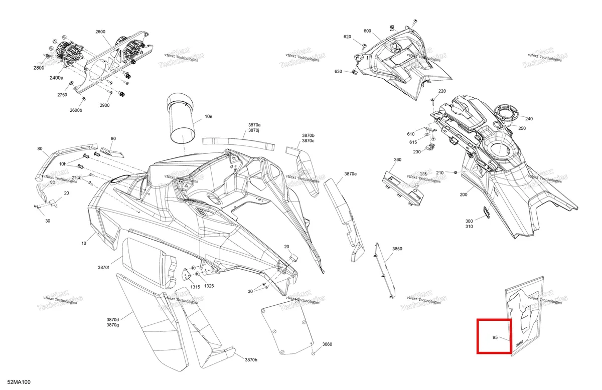 Деталь 517307074 на схеме узла 2021 Ski-Doo MXZ 600RS Body - Hood