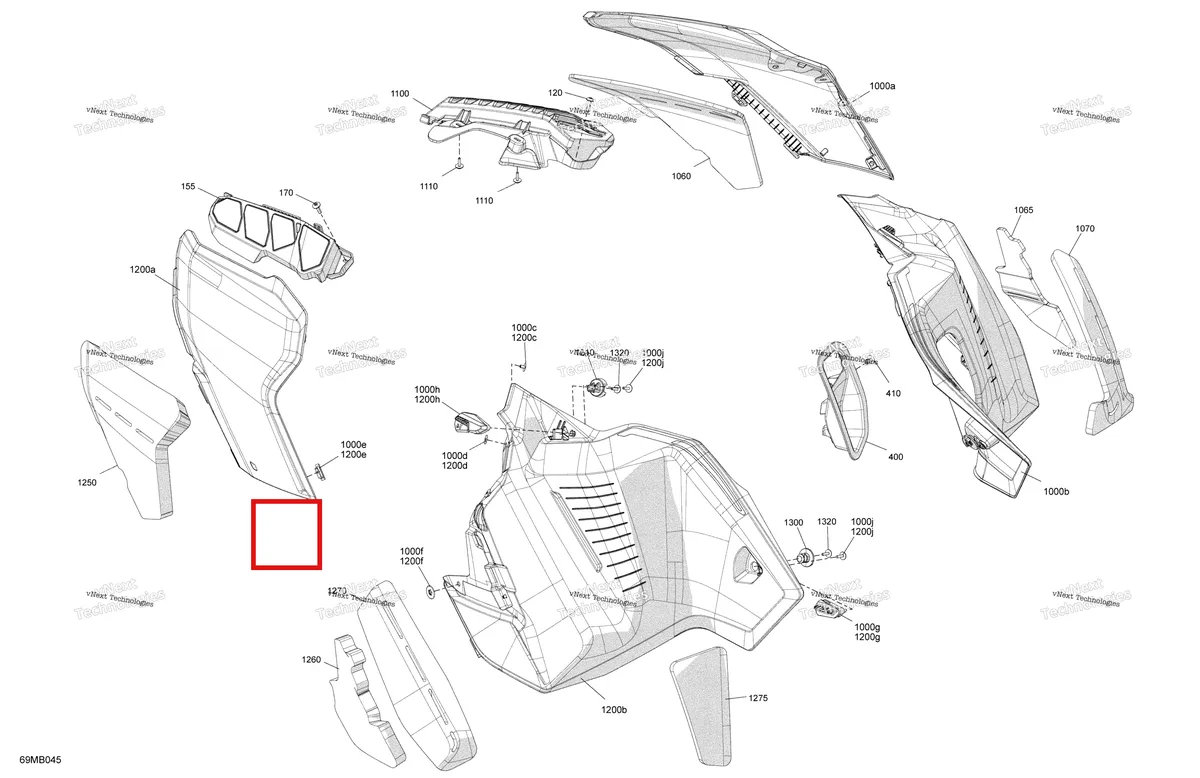 Деталь 517307123 на схеме узла 2022 Ski-Doo GRAND TOURING 600 ACE - SPORT Body - Side Panels