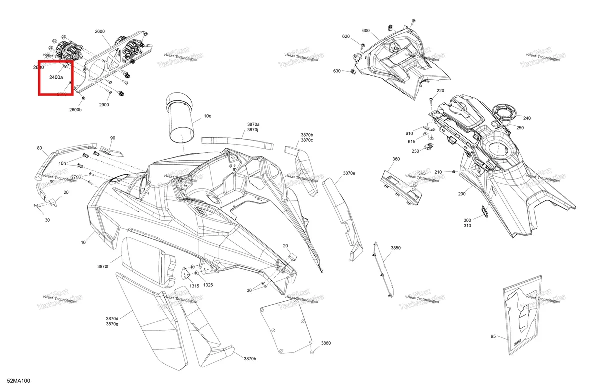 Деталь 517307130 на схеме узла 2021 Ski-Doo MXZ 600RS Body - Hood