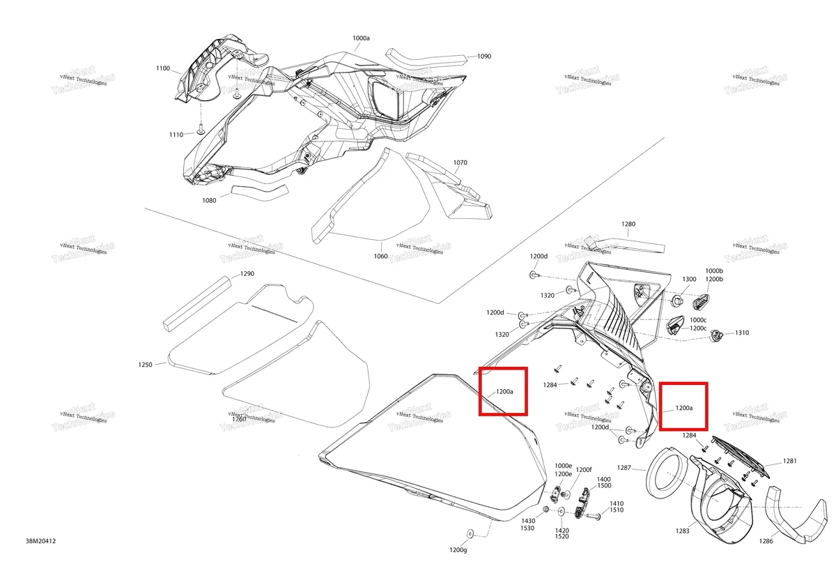 Деталь 517307266 на схеме узла 2020 Ski-Doo BACKCOUNTRY 850 E-TEC - XRS Body - Hood Section - Xrs - Lateral Panel - Can-Am Red