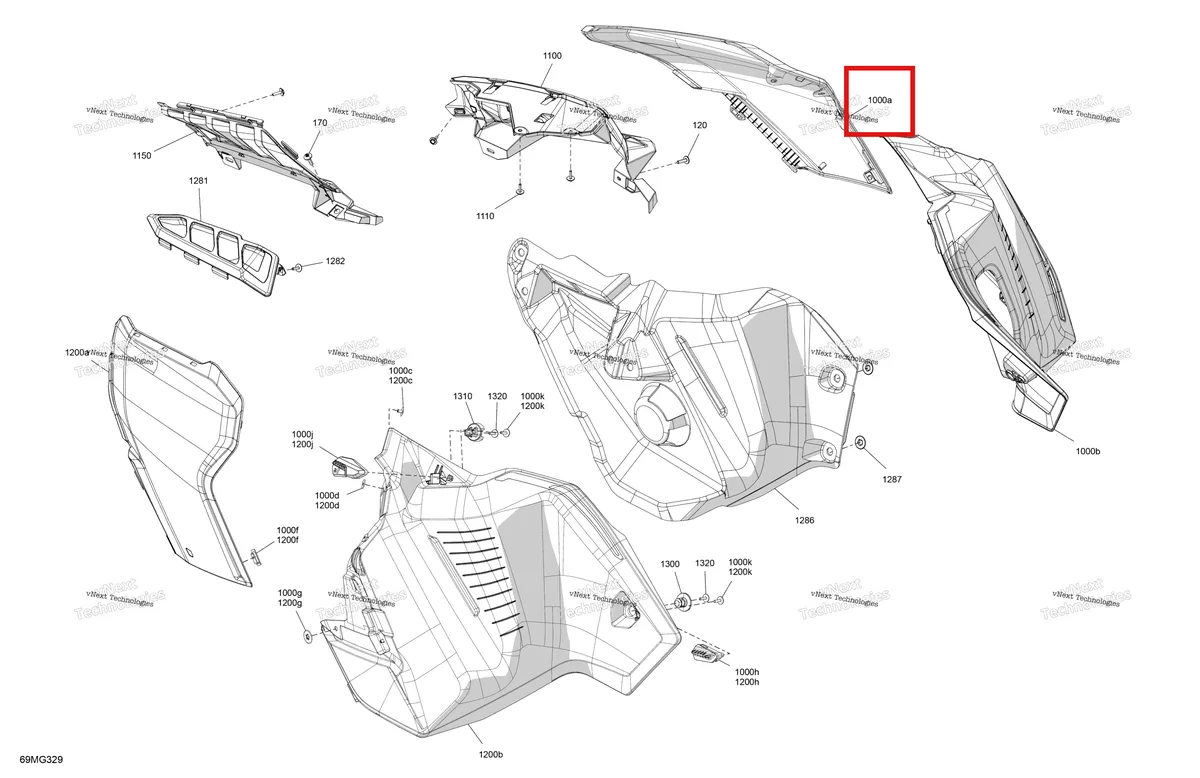 Деталь 517307314 на схеме узла 2027 Ski-Doo RENEGADE - Adrenaline with Enduro Package - 600RR E-TEC - USVA - Deep Black - 15X137X1.25SBIR Track Body - Side Panels