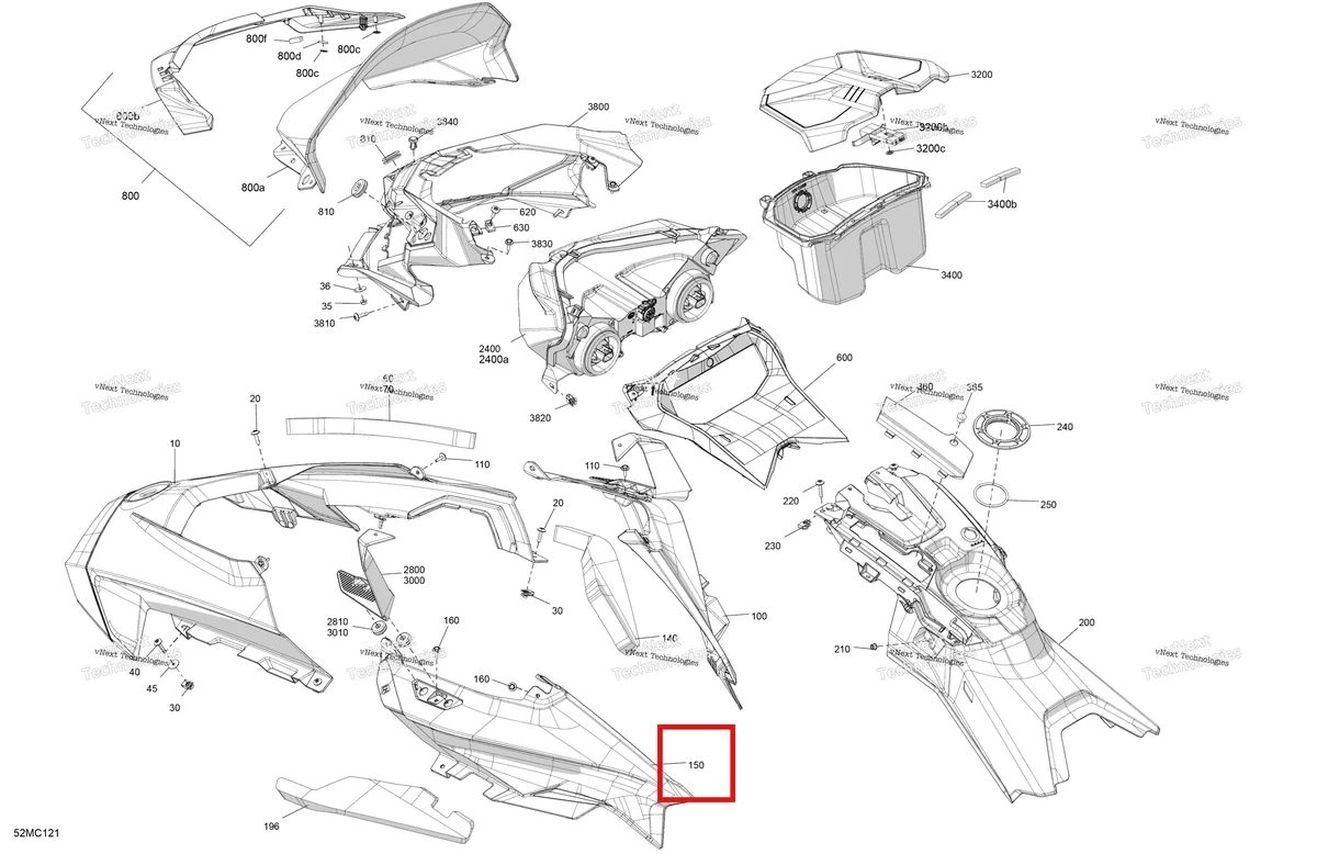 Деталь 517307354 на схеме узла 2023 Ski-Doo MXZ 600R E-TEC - BLIZZARD Body - Hood
